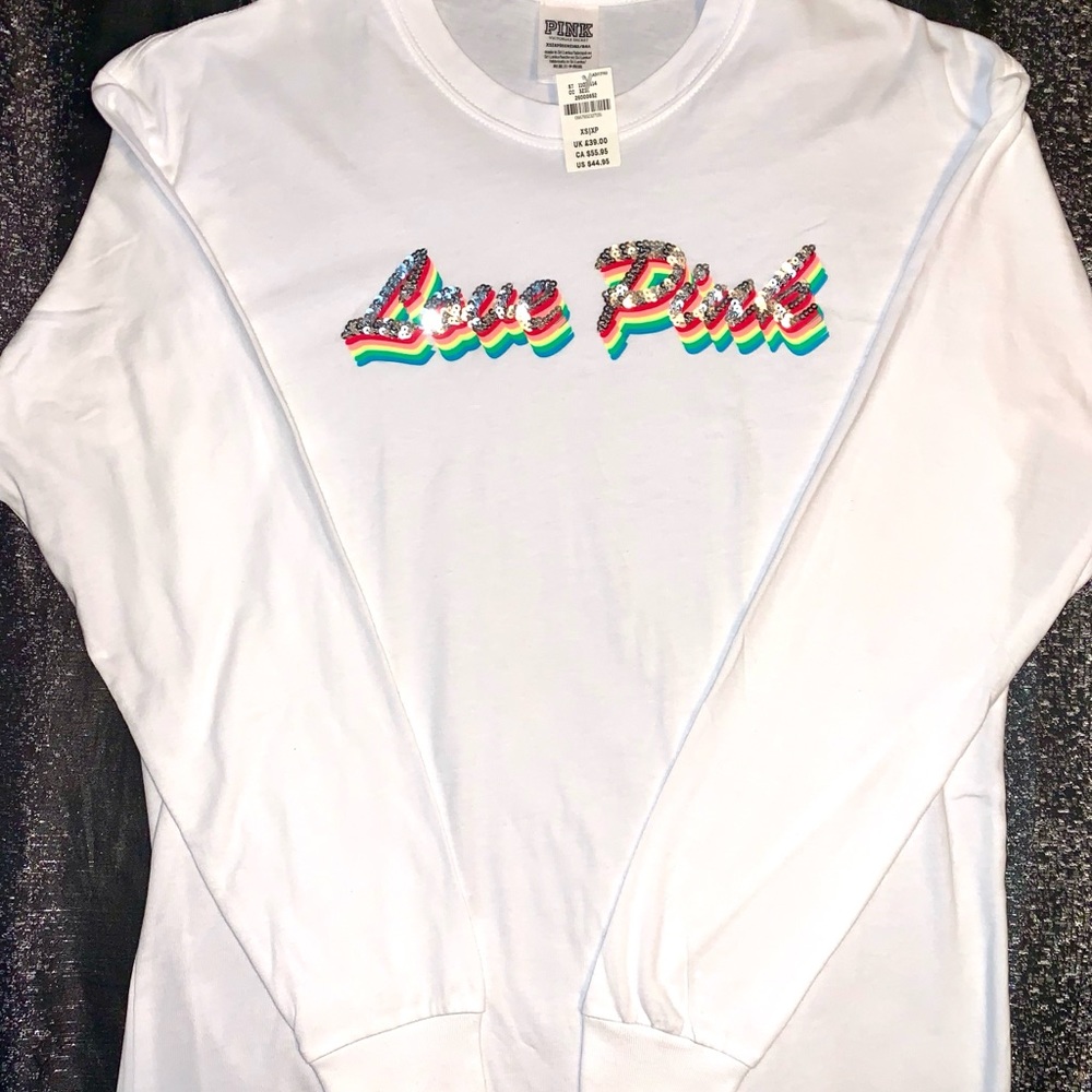 PINK bling rainbow long sleeve NWT